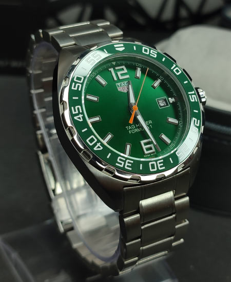 Tag Heuer Formula 1 Quartz Green Dial Silver Steel Strap Watch for Men - WAZ1017.BA0842 Buy Now By Tag Heuer