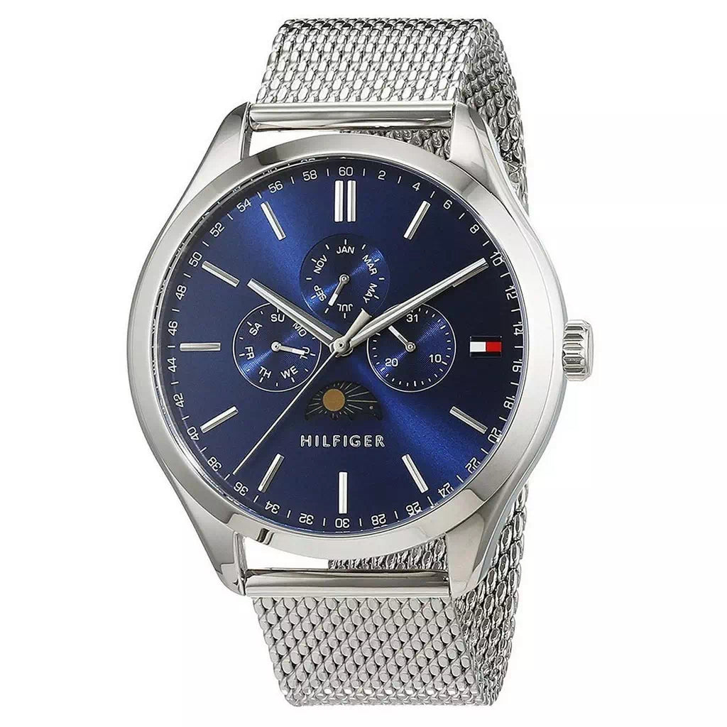 Tommy Hilfiger Oliver Quartz Blue Dial Silver Mesh Bracelet Watch for Men - 1791302 Buy Now By Tommy Hilfiger