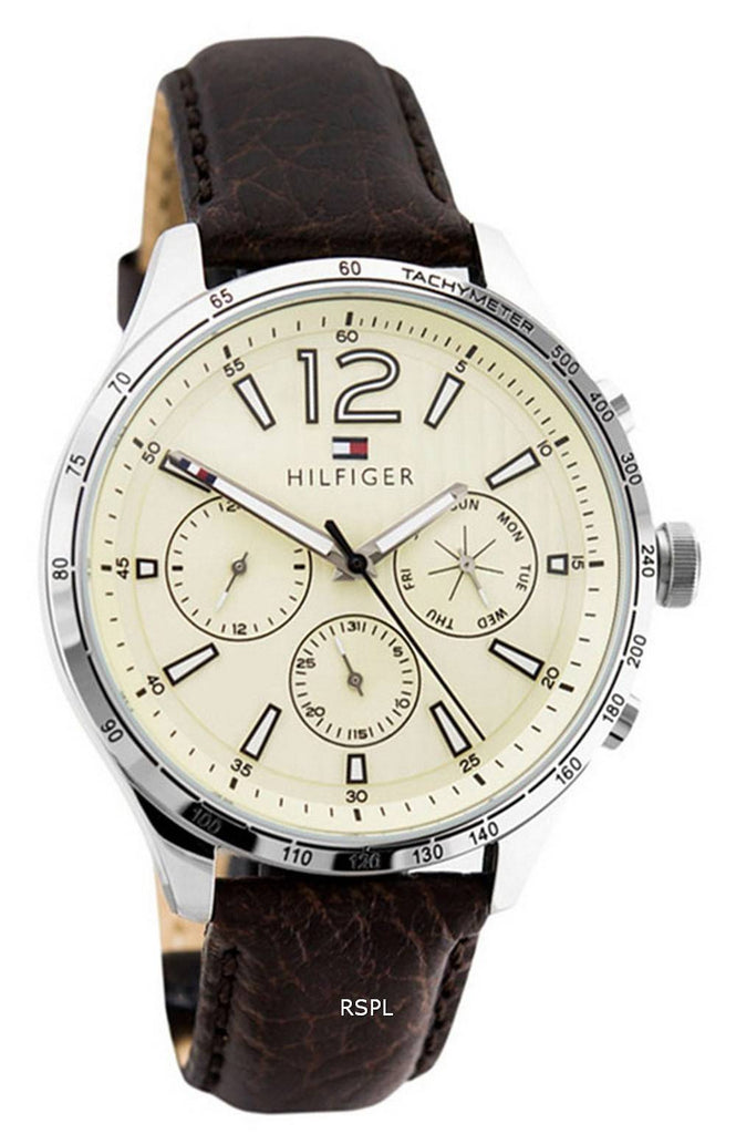 Tommy Hilfiger Gavin Chronograph White Dial Brown Leather Strap Watch for Men - 1791467 Buy Now By Tommy Hilfiger