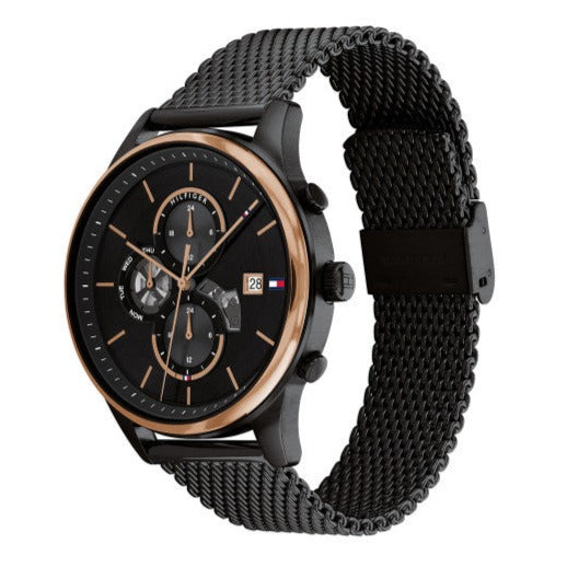 Tommy Hilfiger Weston Chronograph Black Dial Black Mesh Bracelet Watch For Men - 1710505 Buy Now By Tommy Hilfiger