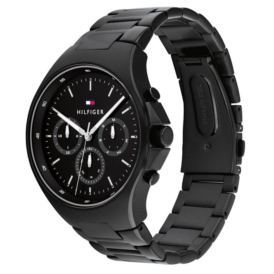 Tommy Hilfiger Justin Chronograph Black Dial Black Steel Strap Watch For Men - 1792055 Buy Now By Tommy Hilfiger