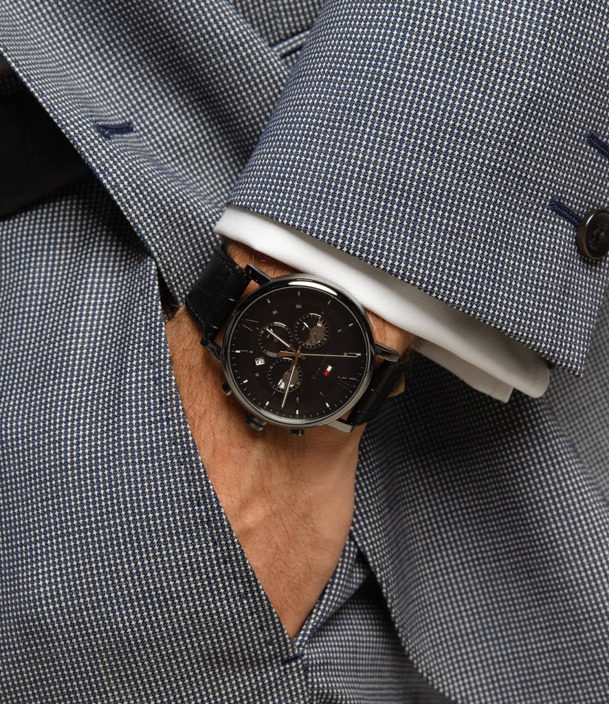 Tommy Hilfiger Evan Black Dial Black Leather Strap Watch for Men - 1710395 Buy Now By Tommy Hilfiger