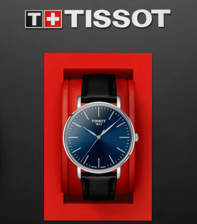 Tissot Everytime Gent Blue Dial Black Leather Strap Watch for Men - T143.410.16.041.00 Buy Now By Tissot