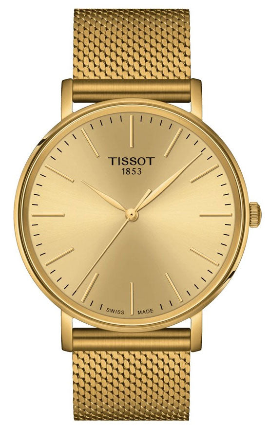 Tissot Everytime Gent Gold Dial Gold Mesh Bracelet Watch for Men - T143.410.33.021.00 Buy Now By Tissot