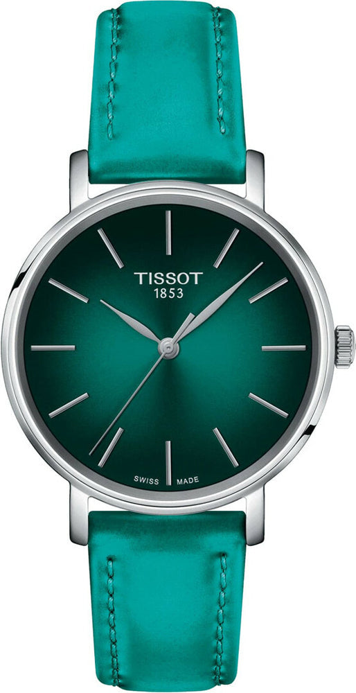 Tissot Everytime Lady Green Dial Green Leather Strap Watch for Women - T143.210.17.091.00 Buy Now By Tissot