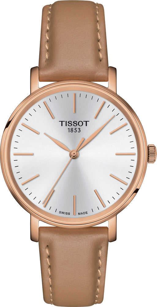 Tissot Everytime Lady Silver Dial Brown Leather Strap Watch for Women - T143.210.36.011.00 Buy Now By Tissot