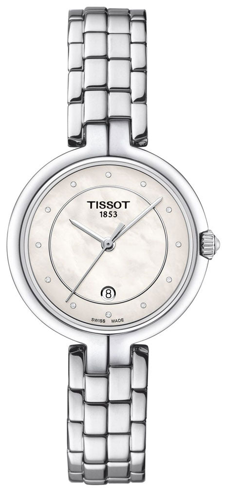 Tissot T Lady Flamingo Diamonds White Dial Silver Steel Strap Watch For Women - T094.210.11.116.01 Buy Now By Tissot