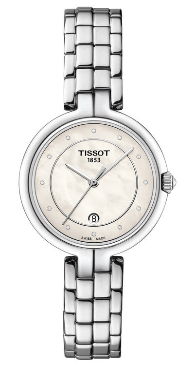 Tissot T Lady Flamingo Diamonds White Dial Silver Steel Strap Watch For Women - T094.210.11.116.01 Buy Now By Tissot