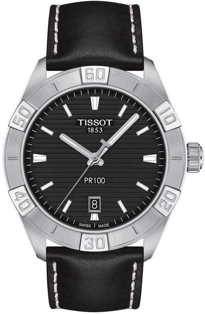 Tissot PR 100 Sport Quartz Black Dial Black Leather Strap Watch For Men - T101.610.16.051.00 Buy Now By Tissot