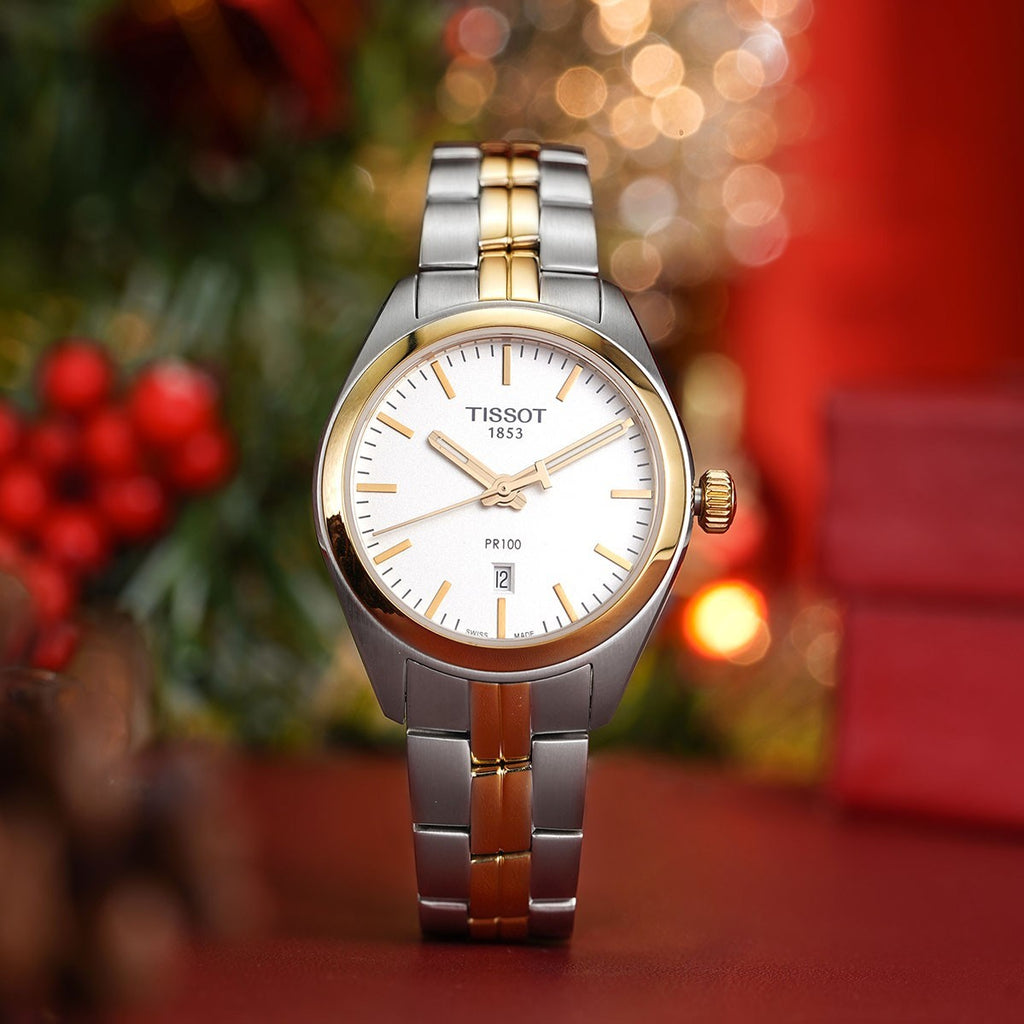Tissot T Classic PR 100 Sport Chic White Dial Two Tone Steel Strap Watch For Women - T101.210.22.031.00 Buy Now By Tissot