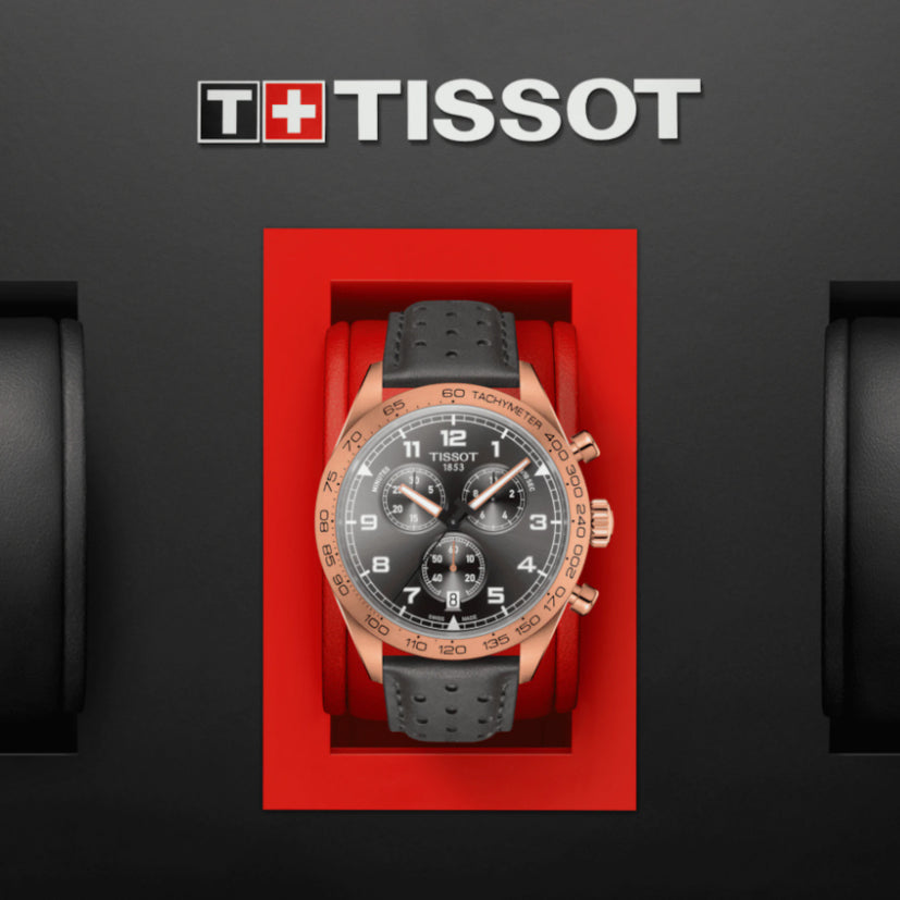 Tissot T Sport PRS 516 Chronograph Grey Dial Grey Leather Strap Watch for Men - T131.617.36.082.00 Buy Now By Tissot