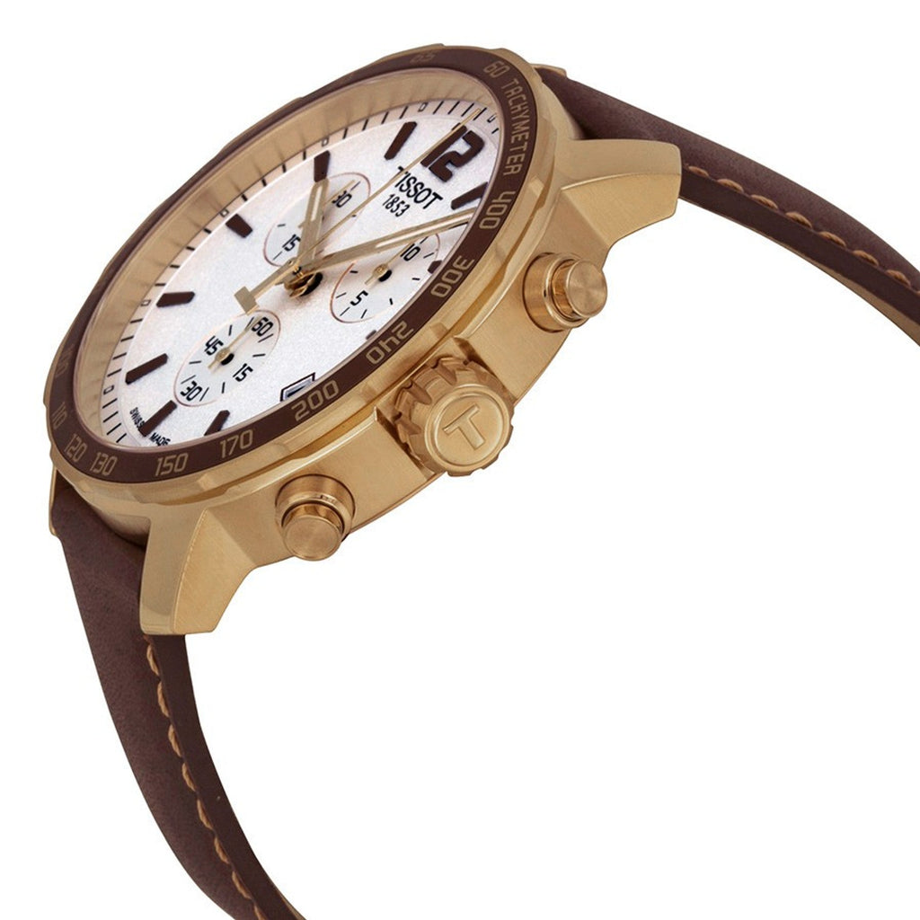 Tissot Quickster Chronograph White Dial Brown Leather Strap Watch For Men - T095.417.36.037.02 Buy Now By Tissot