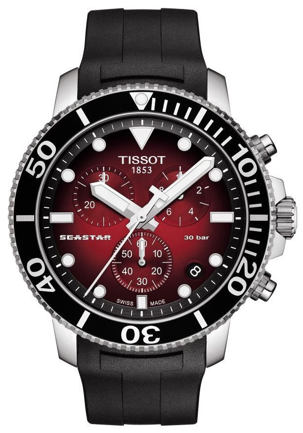 Tissot Seastar 1000 Chronograph Red Dial Black Rubber Strap Watch For Men - T120.417.17.421.00 Buy Now By Tissot