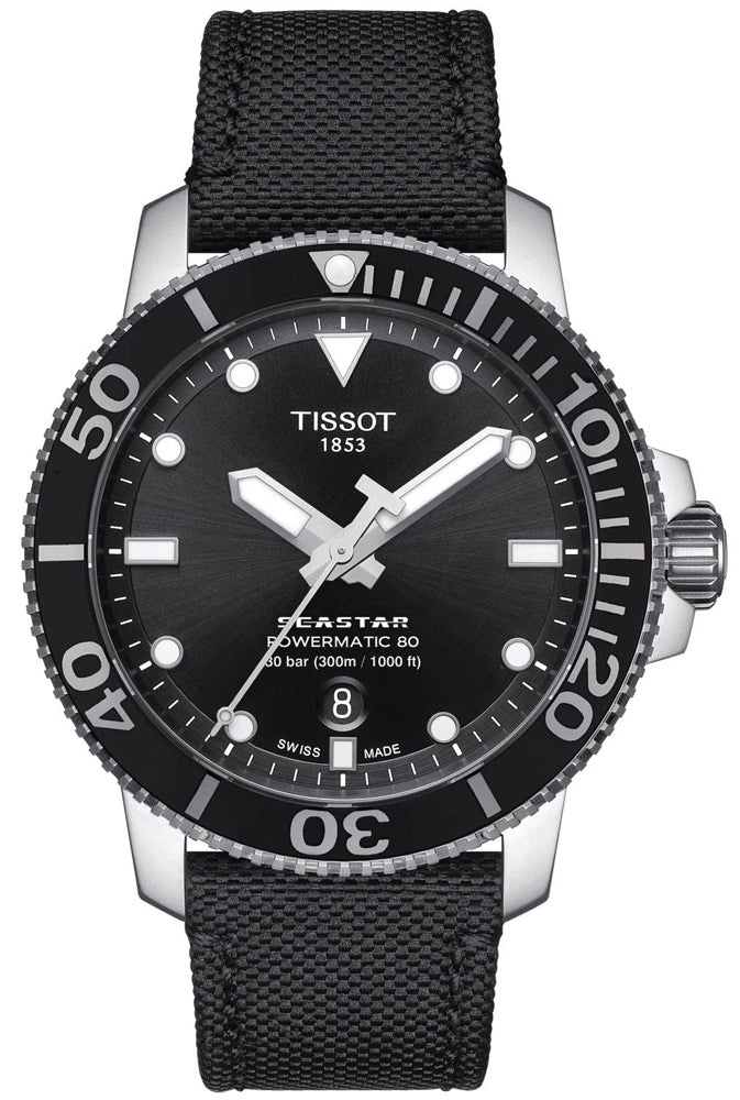 Tissot Seastar 1000 Powermatic 80 Black Dial Black Nylon Strap Watch For Men - T120.407.17.051.00 Buy Now By Tissot
