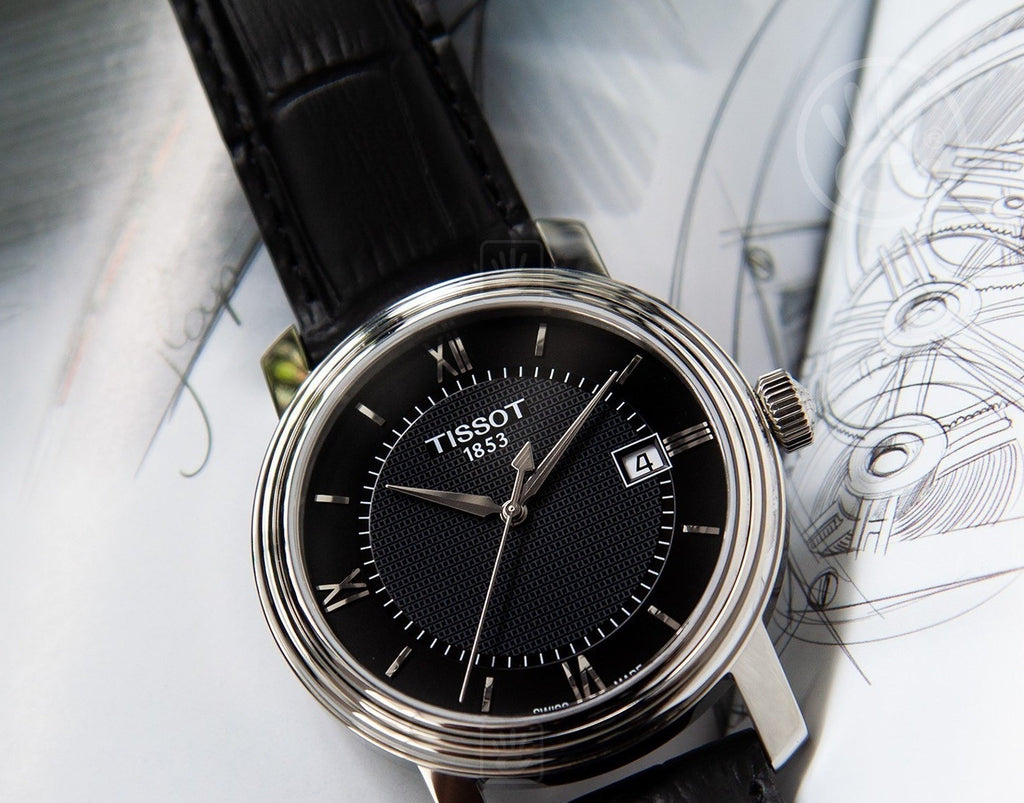 Tissot T Classic Bridgeport Black Dial Black Leather Strap Watch For Women - T097.010.16.058.00 Buy Now By Tissot