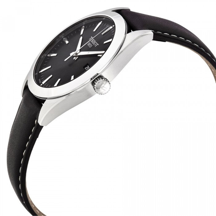 Tissot Gentleman Black Dial Black Leather Strap Watch For Men - T127.410.16.051.00 Buy Now By Tissot