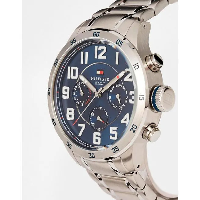 Tommy Hilfiger Trent Chronograph Blue Dial Silver Steel Strap Watch for Men - 1791053 Buy Now By Tommy Hilfiger