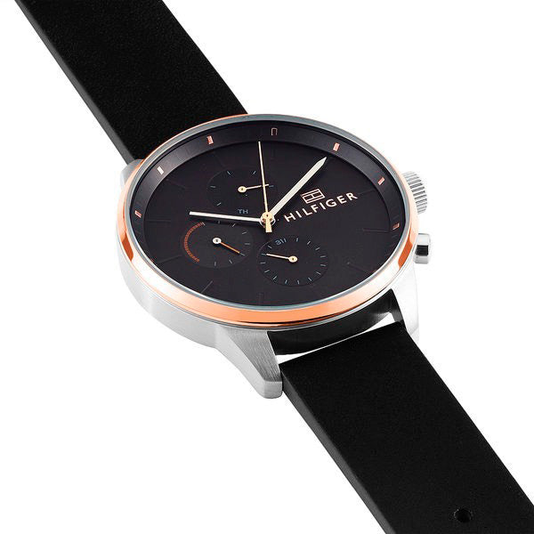 Tommy Hilfiger Chase Chronograph Quartz Grey Dial Black Leather Strap Watch For Men - 1791488 Buy Now By Tommy Hilfiger