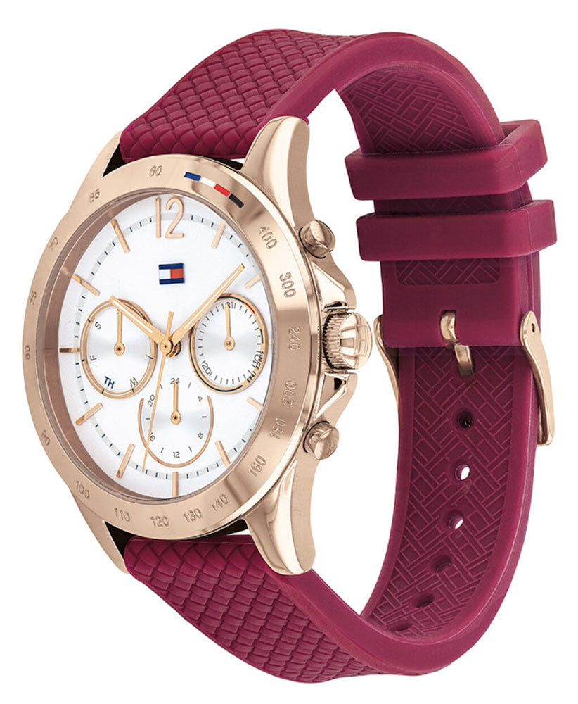 Tommy Hilfiger Haven Quartz White Dial Red Rubber Strap Watch For Women - 1782200 Buy Now By Tommy Hilfiger