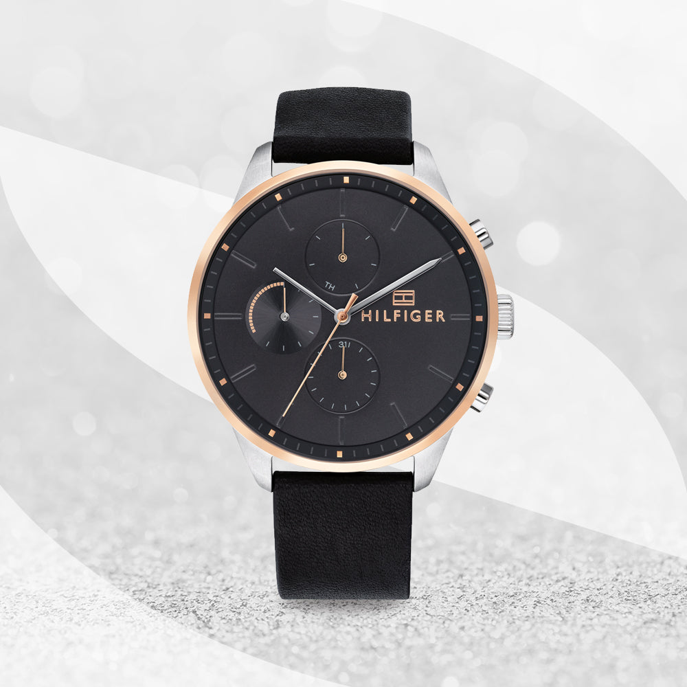 Tommy Hilfiger Chase Chronograph Quartz Grey Dial Black Leather Strap Watch For Men - 1791488 Buy Now By Tommy Hilfiger