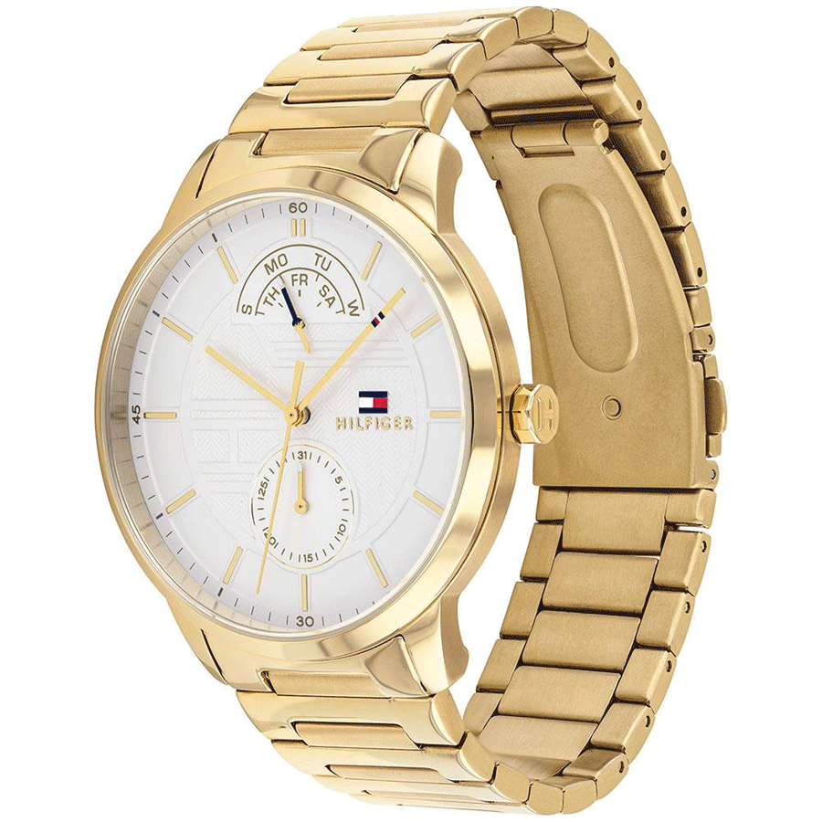 Tommy Hilfiger Hunter White Dial Gold Steel Strap Watch for Men - 1791609 Buy Now By Tommy Hilfiger