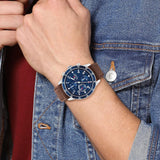 Tommy Hilfiger Jimmy Chronograph Quartz Blue Dial Brown Leather Strap Watch For Men - 1791946 Buy Now By Tommy Hilfiger
