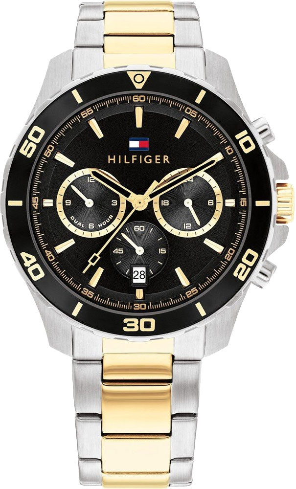 Tommy Hilfiger Jordon Chronograph Black Dial Two Tone Steel Strap Watch For Men - 1792095 Buy Now By Tommy Hilfiger