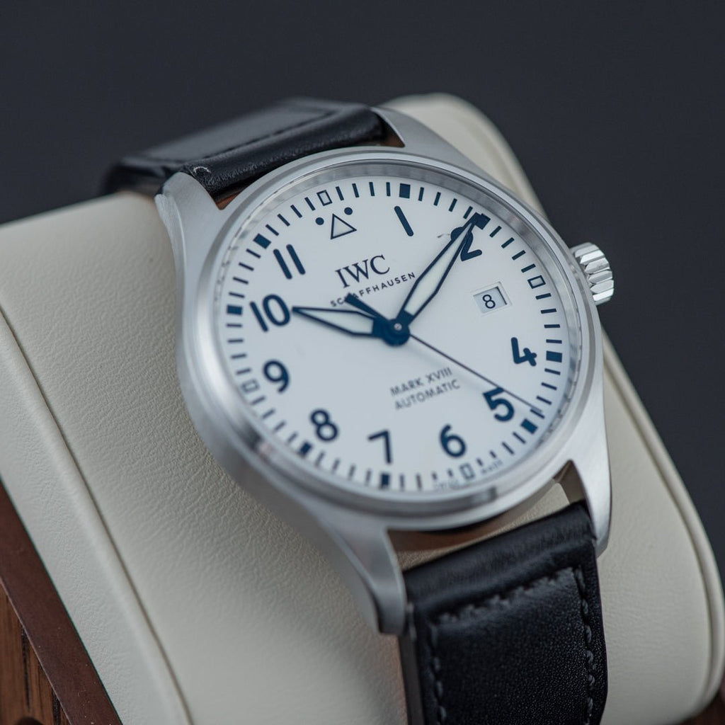 IWC Pilot's Watch Mark XVIII White Dial Black Leather Strap Watch for Men - IW327002 Buy Now By IWC