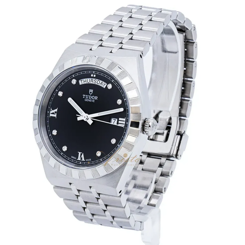 Tudor Royal Automatic Diamonds Black Dial Silver Steel Strap Watch for Men - M28600-0004 Buy Now By Tudor