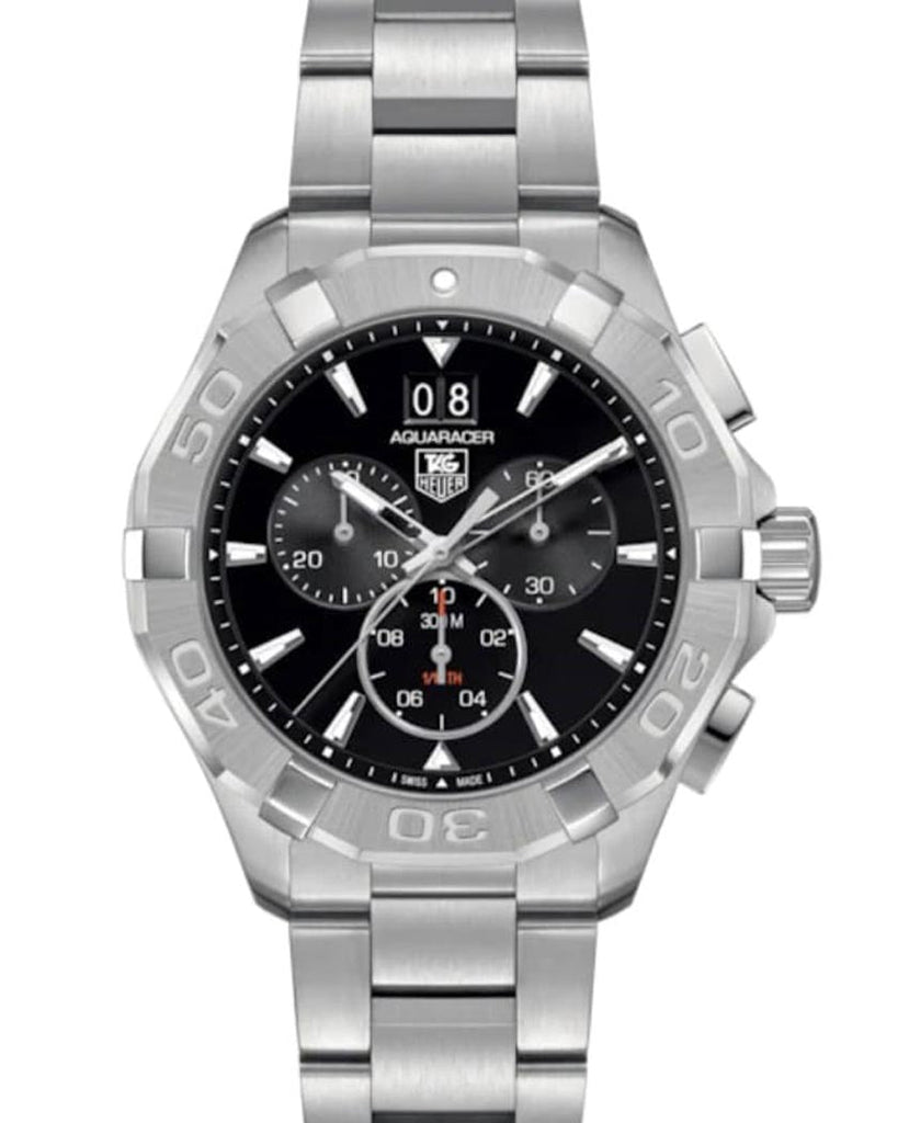 Tag Heuer Aquaracer Chronograph Black Dial Silver Steel Strap Watch for Men - CAY1110.BA0927 Buy Now By Tag Heuer