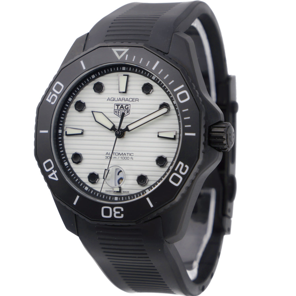 Tag Heuer Aquaracer Professional 300 Automatic White Dial Black Rubber Strap Watch for Men - WBP201D.FT6197 Buy Now By Tag Heuer