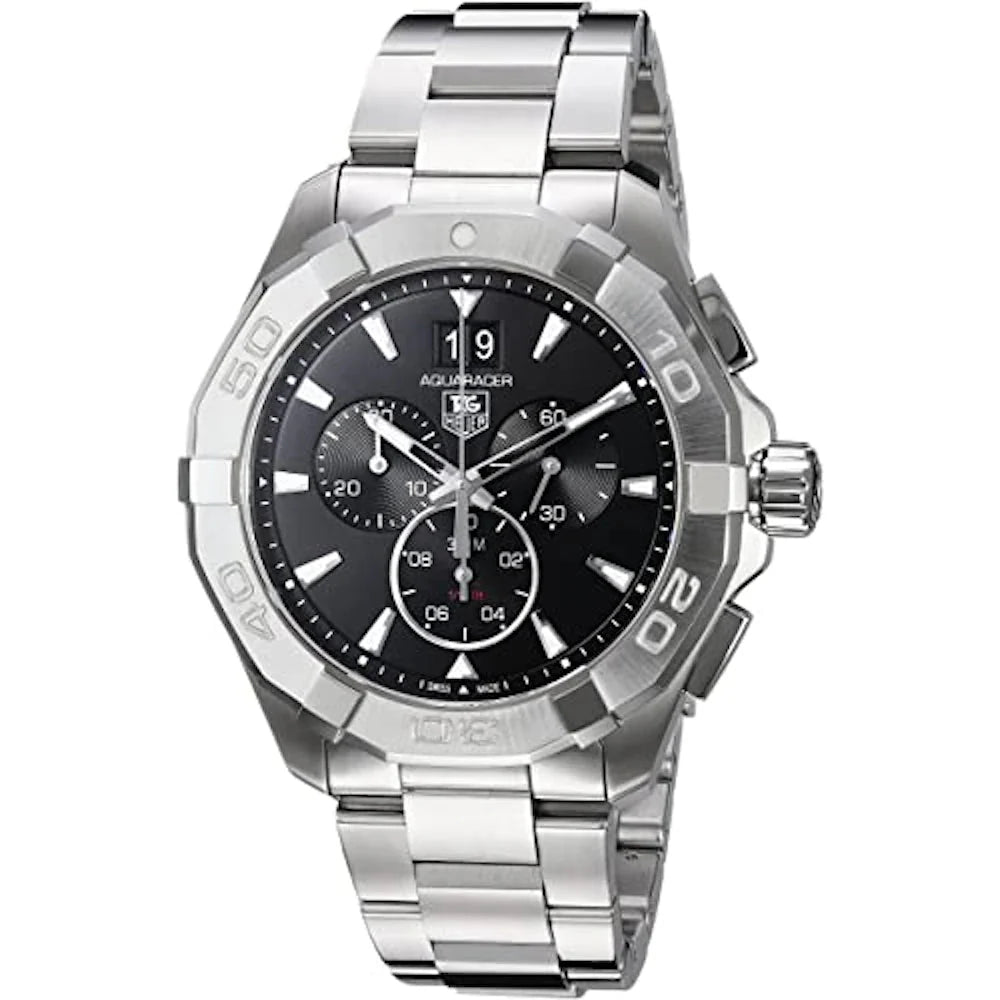 Tag Heuer Aquaracer Chronograph Black Dial Silver Steel Strap Watch for Men - CAY1110.BA0927 Buy Now By Tag Heuer