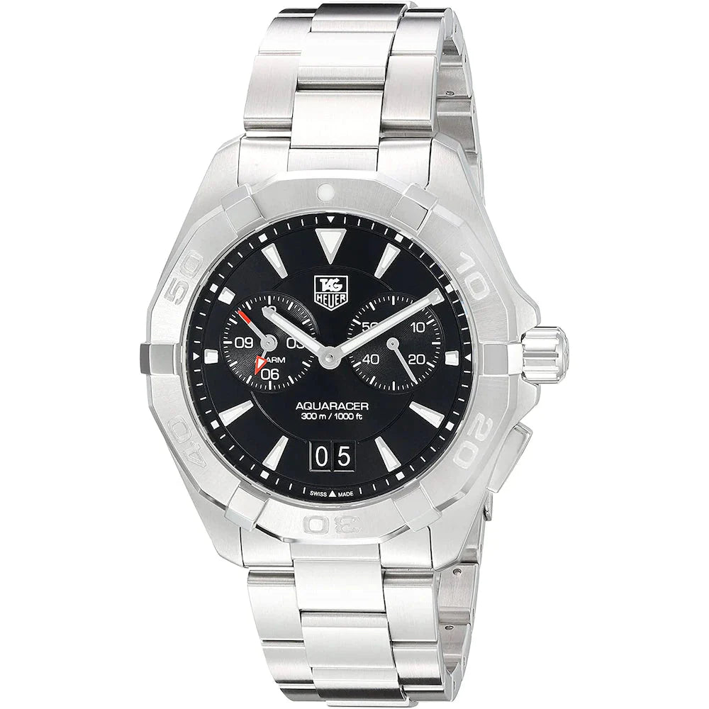 Tag Heuer Aquaracer Quartz Black Dial Silver Steel Strap Watch for Men - WAY111Z.BA0928 Buy Now By Tag Heuer