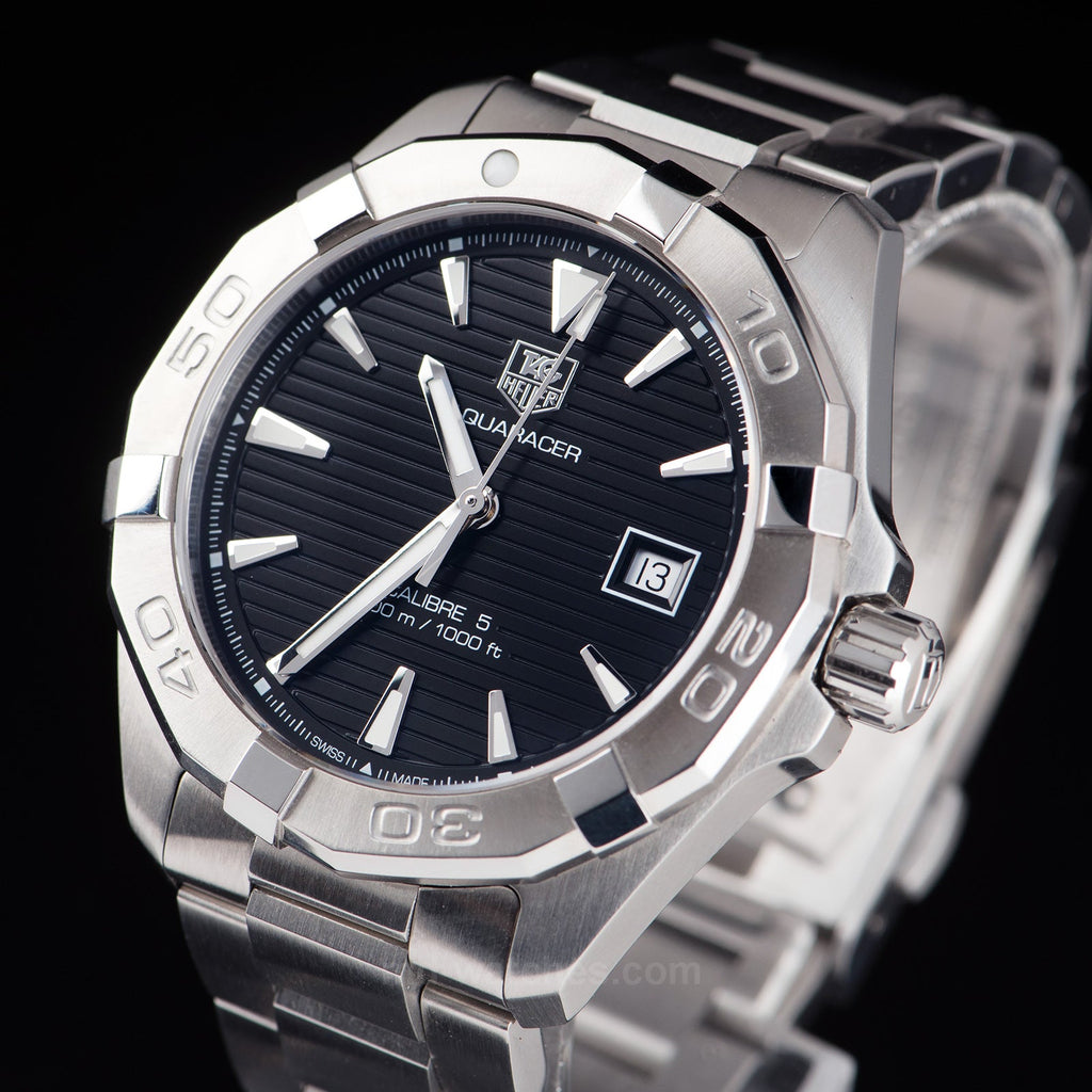 Tag Heuer Aquaracer Automatic 41mm Black Dial Silver Steel Strap Watch for Men - WAY2110.BA0928