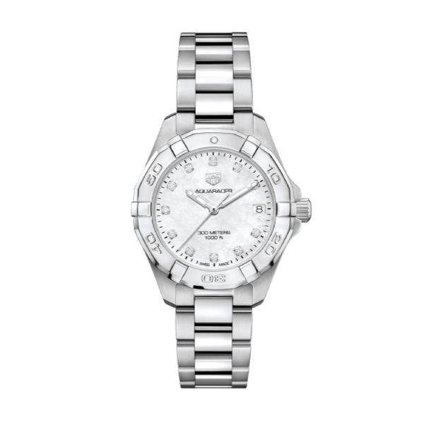 Tag Heuer Aquaracer White Mother of Pearl Dial Silver Steel Strap Watch for Women - WBD1311.BA0740 Buy Now By Tag Heuer