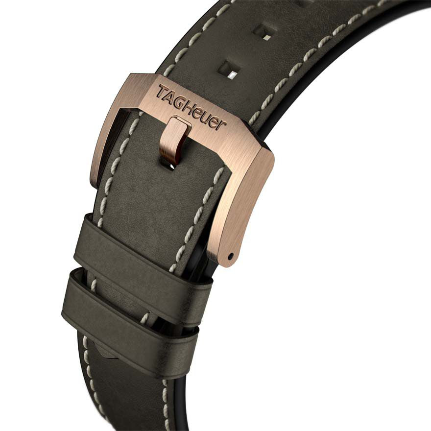 Tag Heuer Autavia Calibre 5 Automatic Olive Green Dial Green Leather Strap Watch for Men - WBE5190.FC8268 Buy Now By Tag Heuer