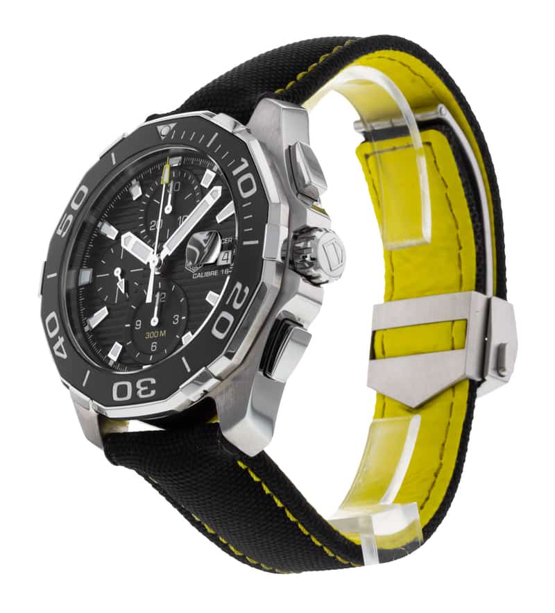 Tag Heuer Aquaracer Automatic Chronograph Black Dial Black Nylon Strap Watch for Men - CAY211A.FC6361 Buy Now By Tag Heuer