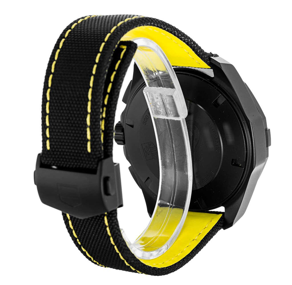 Tag Heuer Aquaracer Chronograph 43mm Black PVD Dial Black Nylon Strap Watch for Men - CAY218A.FC6361