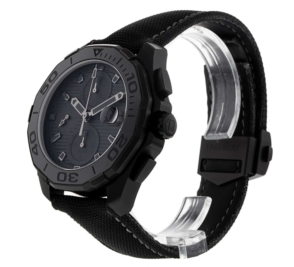 Tag Heuer Aquaracer Automatic Chronograph Special Edition Titanium Grey Dial Black Leather Strap Watch for Men - CAY218B.FC6370 Buy Now By Tag Heuer