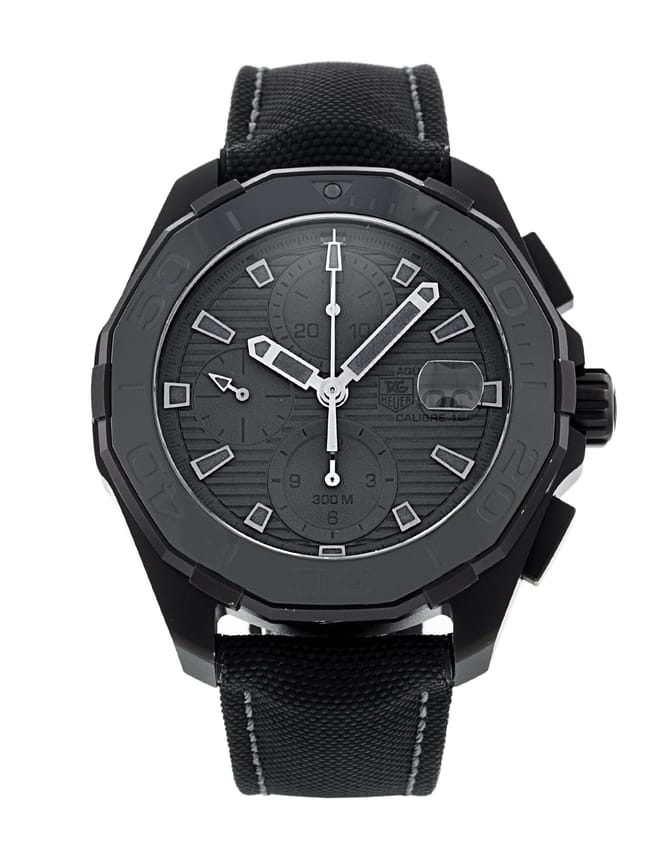 Tag Heuer Aquaracer Automatic Chronograph Special Edition Titanium Grey Dial Black Leather Strap Watch for Men - CAY218B.FC6370 Buy Now By Tag Heuer