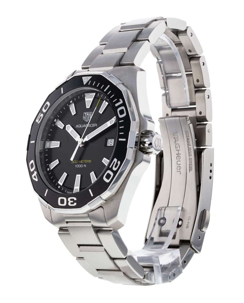 Tag Heuer Aquaracer Quartz Black Dial Silver Steel Strap Watch for Men - WAY101A.BA0746 Buy Now By Tag Heuer