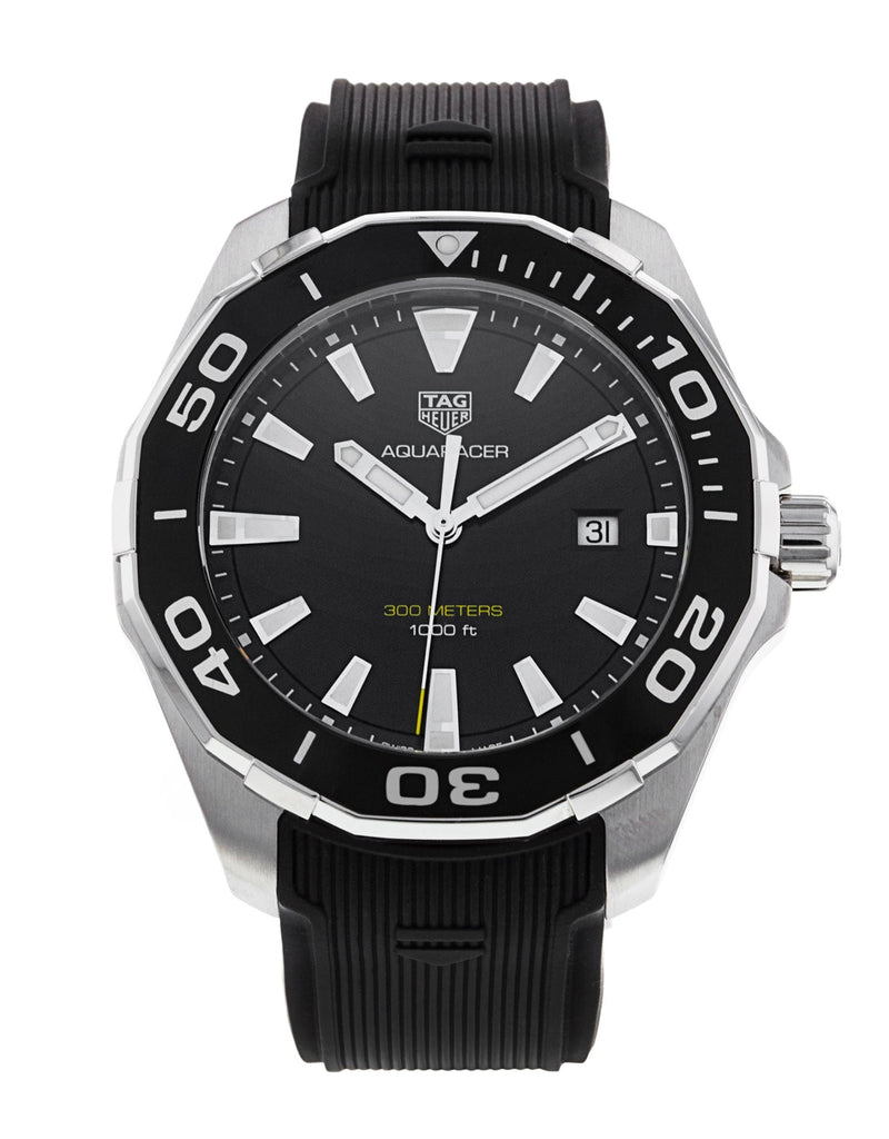 Tag Heuer Aquaracer Quartz Black Dial Black Rubber Strap Watch for Men - WAY101A.FT6141 Buy Now By Tag Heuer