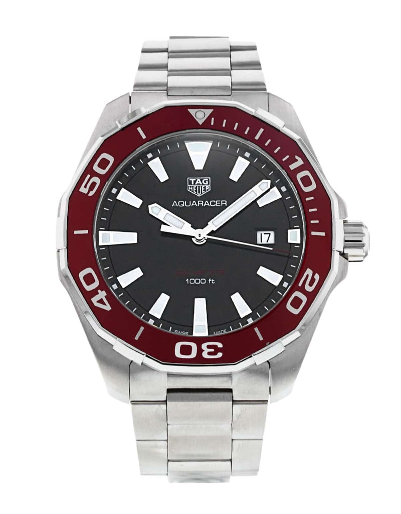 Tag Heuer Aquaracer Black Dial Silver Steel Strap Watch for Men - WAY101B.BA0746 Buy Now By Tag Heuer