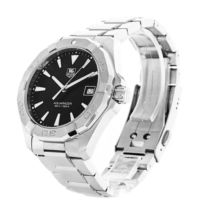 Tag Heuer Aquaracer Quartz Black Dial Silver Steel Strap Watch for Men - WAY1110.BA0928 Buy Now By Tag Heuer