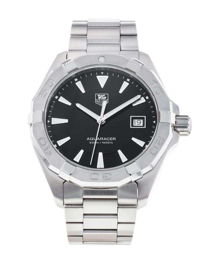 Tag Heuer Aquaracer Quartz Black Dial Silver Steel Strap Watch for Men - WAY1110.BA0928 Buy Now By Tag Heuer