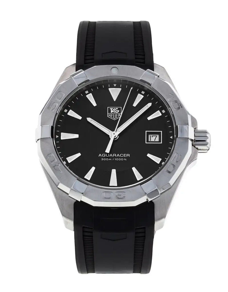 Tag Heuer Aquaracer Quartz Black Dial Black Rubber Strap Watch for Men - WAY1110.FT8021 Buy Now By Tag Heuer