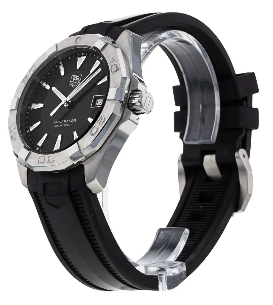 Tag Heuer Aquaracer Quartz Black Dial Black Rubber Strap Watch for Men - WAY1110.FT8021 Buy Now By Tag Heuer