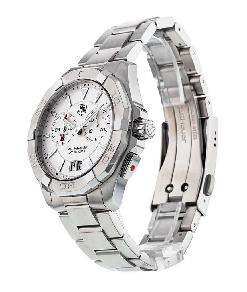 Tag Heuer Aquaracer Chronograph White Dial Silver Steel Strap Watch for Men - WAY111Y.BA0928 Buy Now By Tag Heuer