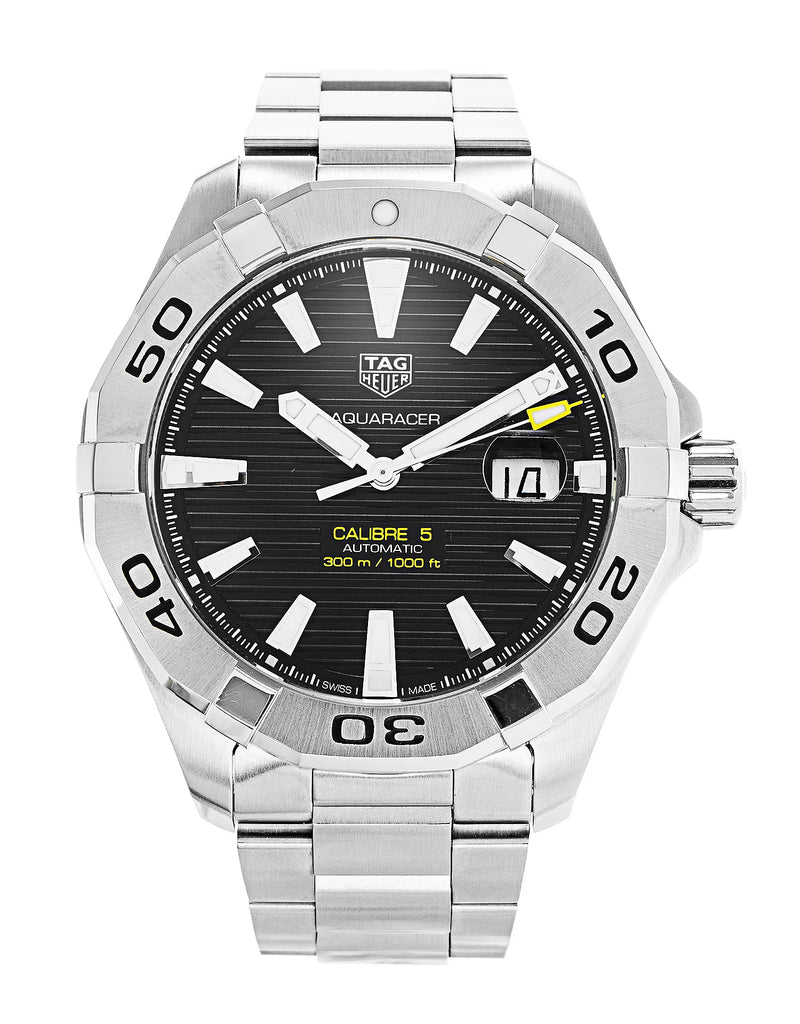 Tag Heuer Aquaracer Automatic Black Dial Silver Steel Strap Watch for Men - WAY2010.BA0927 Buy Now By Tag Heuer