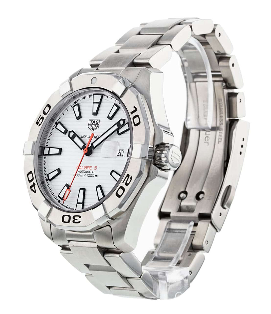 Tag Heuer Aquaracer Calibre 5 Automatic White Dial Silver Steel Strap Watch for Men - WAY2013.BA0927 Buy Now By Tag Heuer
